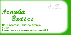 aranka badics business card